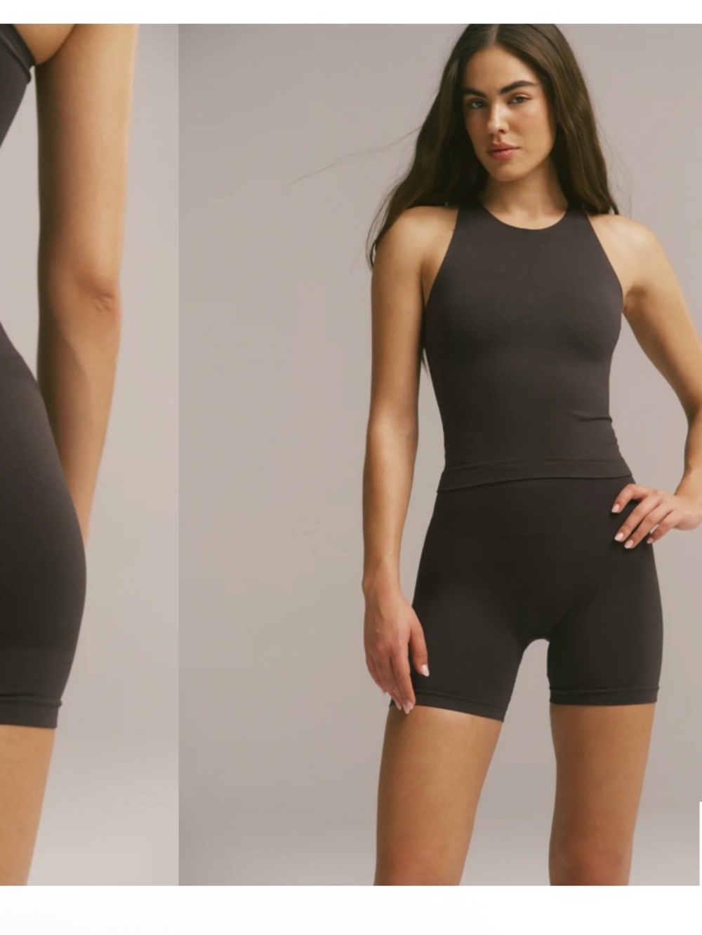 Adanola Seamless Crop Shorts - Chocolate Brown - Picture 5 of 5